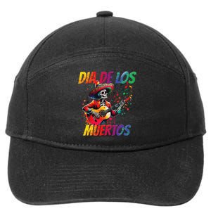 Dia De Los Muertos Skeleton Play Guitar Day Of The Dead Gift 7-Panel Snapback Hat