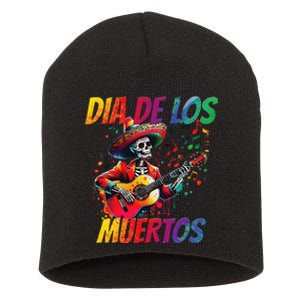 Dia De Los Muertos Skeleton Play Guitar Day Of The Dead Gift Short Acrylic Beanie