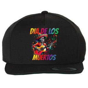 Dia De Los Muertos Skeleton Play Guitar Day Of The Dead Gift Wool Snapback Cap