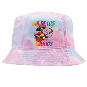 Dia De Los Muertos Skeleton Play Guitar Day Of The Dead Gift Tie-Dyed Bucket Hat