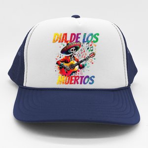 Dia De Los Muertos Skeleton Play Guitar Day Of The Dead Gift Trucker Hat