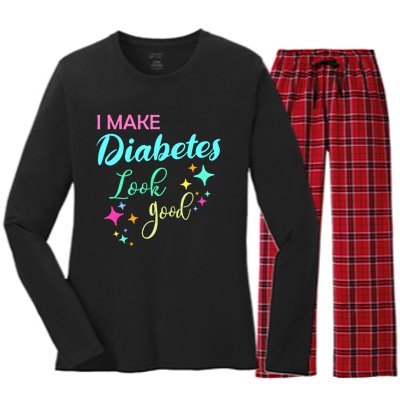 Diabetic Diabetes Look Good Gift Diabetic Gift Women's Long Sleeve Flannel Pajama Set 