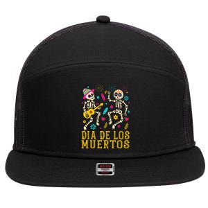 Dia De los Muertos Costume Day of the Dead Skeleton Dancing 7 Panel Mesh Trucker Snapback Hat