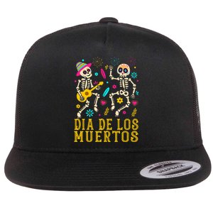 Dia De los Muertos Costume Day of the Dead Skeleton Dancing Flat Bill Trucker Hat