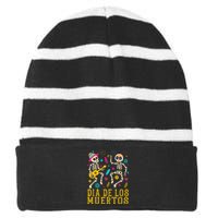 Dia De los Muertos Costume Day of the Dead Skeleton Dancing Striped Beanie with Solid Band