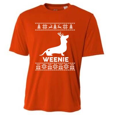 Dachshund Dog Lover Weenie Reindeer Ugly Christmas Sweater Great Gift Cooling Performance Crew T-Shirt