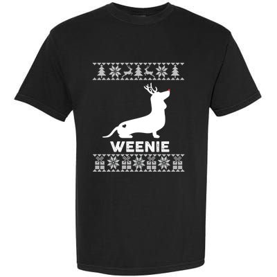 Dachshund Dog Lover Weenie Reindeer Ugly Christmas Sweater Great Gift Garment-Dyed Heavyweight T-Shirt