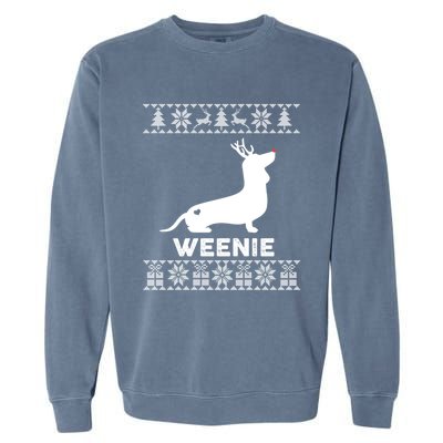 Dachshund Dog Lover Weenie Reindeer Ugly Christmas Sweater Great Gift Garment-Dyed Sweatshirt