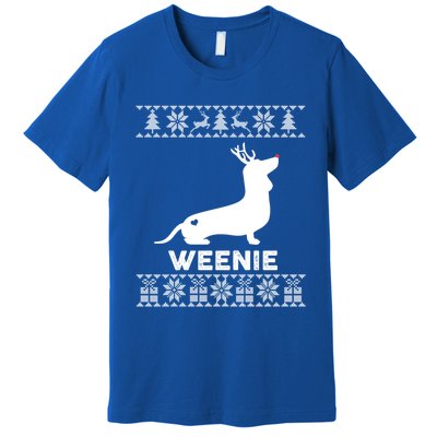 Dachshund Dog Lover Weenie Reindeer Ugly Christmas Sweater Great Gift Premium T-Shirt