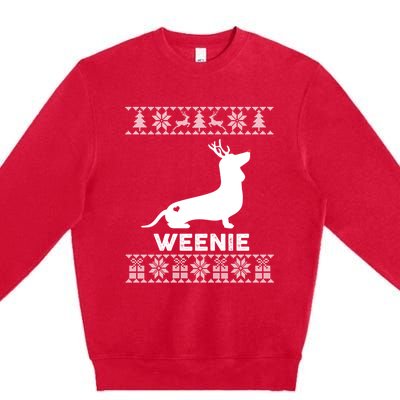 Dachshund Dog Lover Weenie Reindeer Ugly Christmas Sweater Great Gift Premium Crewneck Sweatshirt