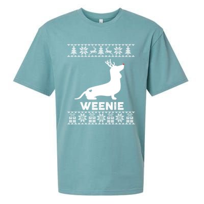 Dachshund Dog Lover Weenie Reindeer Ugly Christmas Sweater Great Gift Sueded Cloud Jersey T-Shirt