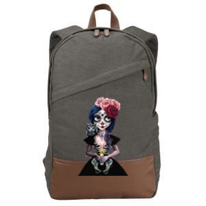 DíA De Los Muertos La Catrina Day Of The Dead Sugar Skull Cotton Canvas Backpack