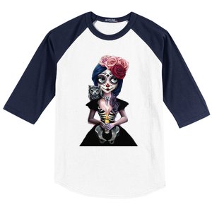 DíA De Los Muertos La Catrina Day Of The Dead Sugar Skull Baseball Sleeve Shirt