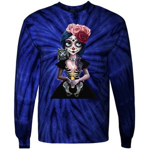 DíA De Los Muertos La Catrina Day Of The Dead Sugar Skull Tie-Dye Long Sleeve Shirt