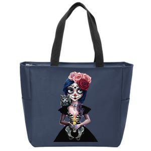 DíA De Los Muertos La Catrina Day Of The Dead Sugar Skull Zip Tote Bag