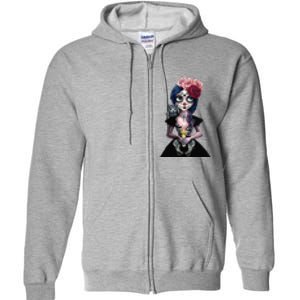 DíA De Los Muertos La Catrina Day Of The Dead Sugar Skull Full Zip Hoodie