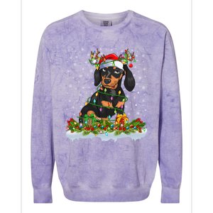 Dachshund Dog Lover Xmas Lighting Santa Dachshund Christmas Gift Colorblast Crewneck Sweatshirt