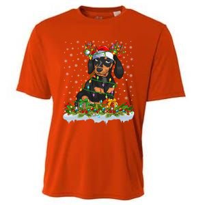 Dachshund Dog Lover Xmas Lighting Santa Dachshund Christmas Gift Cooling Performance Crew T-Shirt