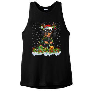 Dachshund Dog Lover Xmas Lighting Santa Dachshund Christmas Gift Ladies PosiCharge Tri-Blend Wicking Tank