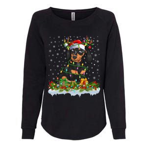 Dachshund Dog Lover Xmas Lighting Santa Dachshund Christmas Gift Womens California Wash Sweatshirt