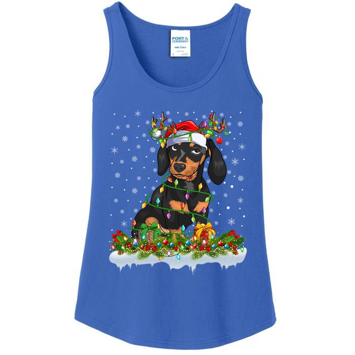 Dachshund Dog Lover Xmas Lighting Santa Dachshund Christmas Gift Ladies Essential Tank