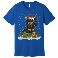 Dachshund Dog Lover Xmas Lighting Santa Dachshund Christmas Gift Premium T-Shirt