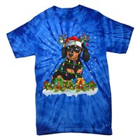 Dachshund Dog Lover Xmas Lighting Santa Dachshund Christmas Gift Tie-Dye T-Shirt