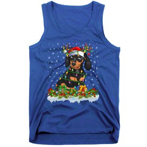 Dachshund Dog Lover Xmas Lighting Santa Dachshund Christmas Gift Tank Top