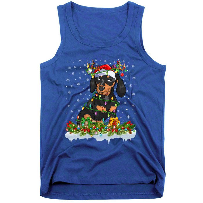 Dachshund Dog Lover Xmas Lighting Santa Dachshund Christmas Gift Tank Top