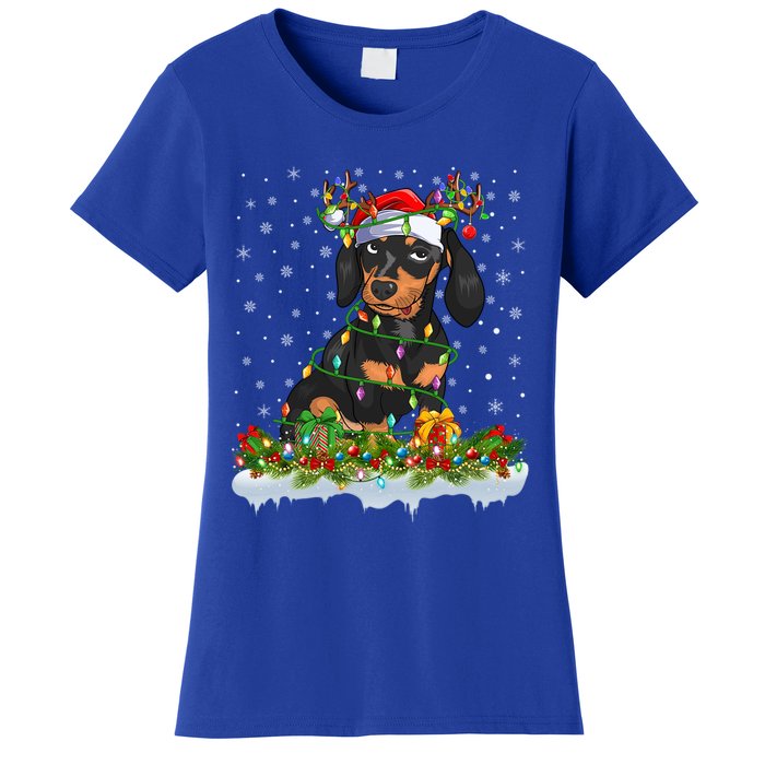 Dachshund Dog Lover Xmas Lighting Santa Dachshund Christmas Gift Women's T-Shirt