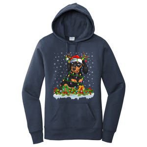 Dachshund Dog Lover Xmas Lighting Santa Dachshund Christmas Gift Women's Pullover Hoodie