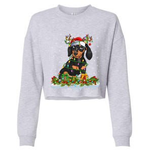 Dachshund Dog Lover Xmas Lighting Santa Dachshund Christmas Gift Cropped Pullover Crew