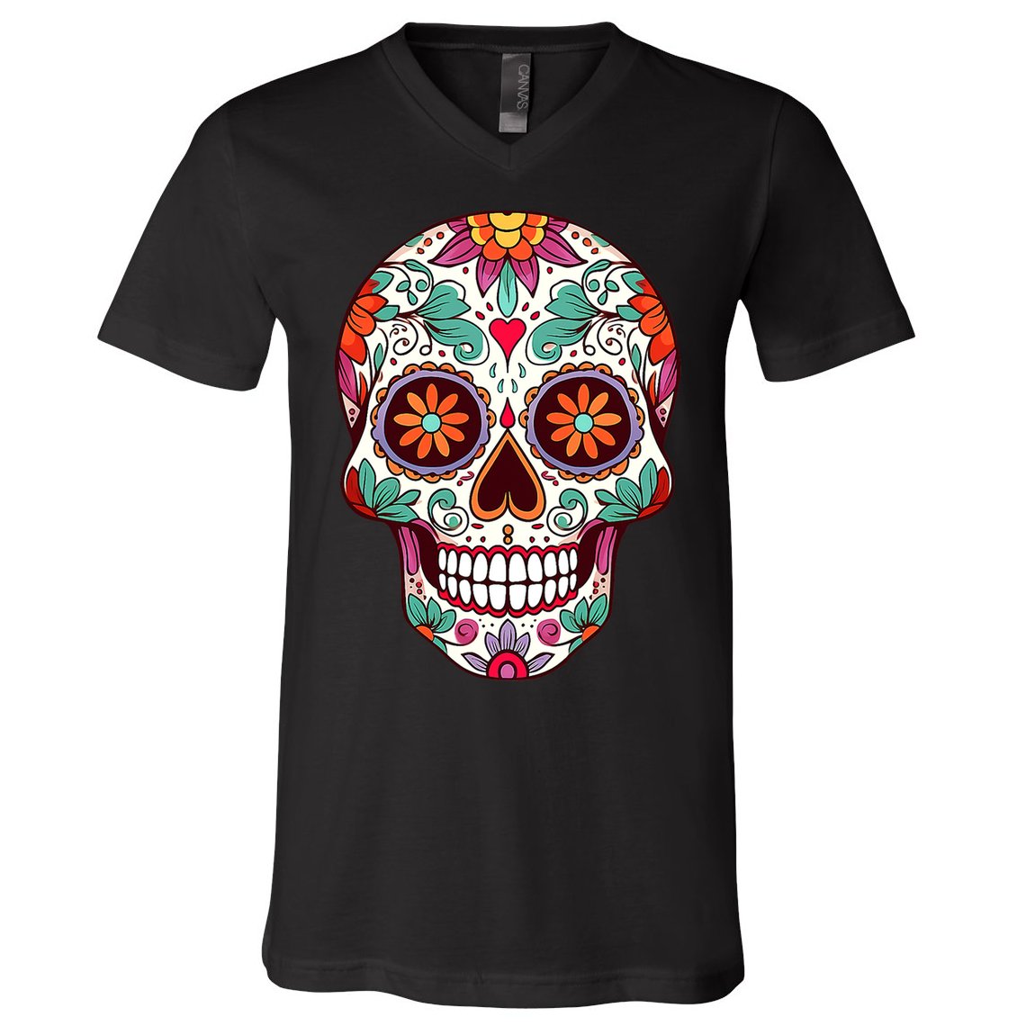 Dia De Los Muertos Mexico Costume Day Of Dead Sugar Skull V-Neck T-Shirt
