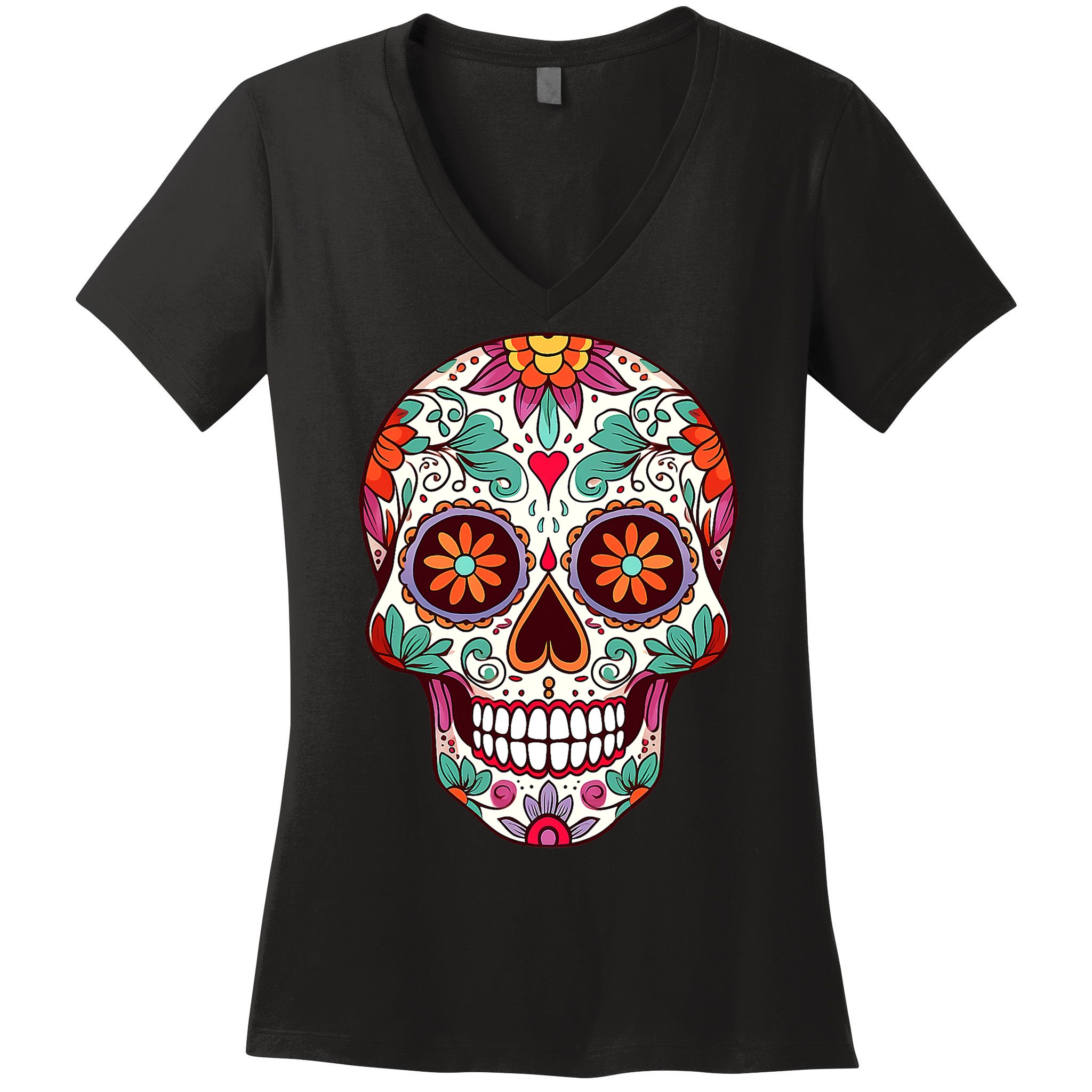 Dia De Los Muertos Mexico Costume Day Of Dead Sugar Skull Women's V-Neck T-Shirt