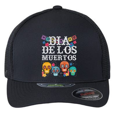 Dia De Los Muertos Sugar Skull Mexican Holiday Flexfit Unipanel Trucker Cap