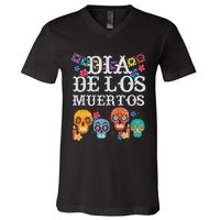 Dia De Los Muertos Sugar Skull Mexican Holiday V-Neck T-Shirt