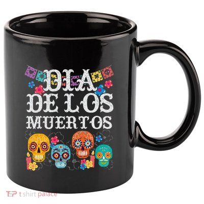 Dia De Los Muertos Sugar Skull Mexican Holiday 11oz C Handle Ceramic Mug