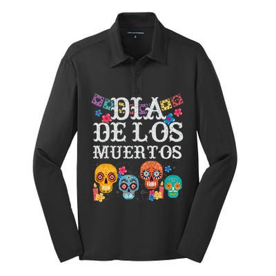 Dia De Los Muertos Sugar Skull Mexican Holiday Silk Touch Performance Long Sleeve Polo