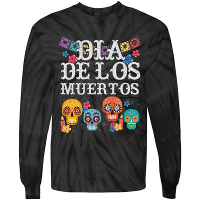 Dia De Los Muertos Sugar Skull Mexican Holiday Tie-Dye Long Sleeve Shirt