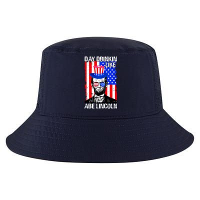 Day Drinkin Like Abe Lincoln USA Flag Merica Funny 4th Of July Cool Comfort Performance Bucket Hat