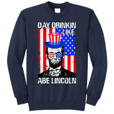 Day Drinkin Like Abe Lincoln USA Flag Merica Funny 4th Of July Sweatshirt
