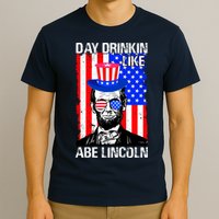 Day Drinkin Like Abe Lincoln USA Flag Merica Funny 4th Of July T-Shirt