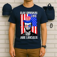 Day Drinkin Like Abe Lincoln USA Flag Merica Funny 4th Of July T-Shirt