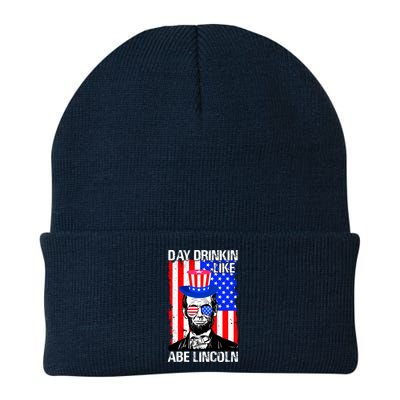 Day Drinkin Like Abe Lincoln USA Flag Merica Funny 4th Of July Beanie