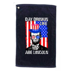 Day Drinkin Like Abe Lincoln USA Flag Merica Funny 4th Of July Platinum Collection Golf Towel