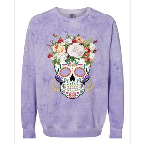 Dia De Los Muertos Day Of Dead Sugar Skull Costume Halloween Colorblast Crewneck Sweatshirt