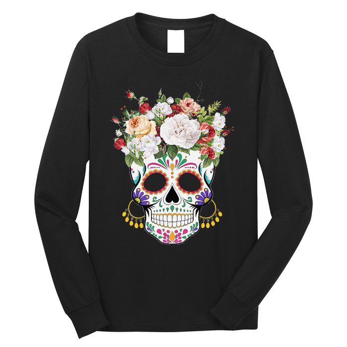 Dia De Los Muertos Day Of Dead Sugar Skull Costume Halloween Long Sleeve Shirt