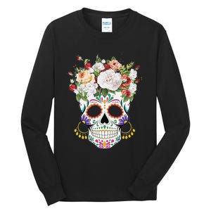 Dia De Los Muertos Day Of Dead Sugar Skull Costume Halloween Tall Long Sleeve T-Shirt