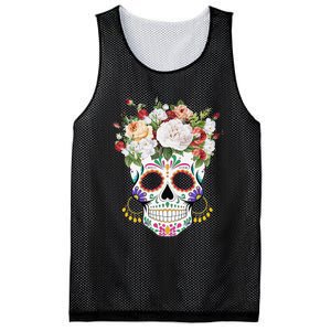 Dia De Los Muertos Day Of Dead Sugar Skull Costume Halloween Mesh Reversible Basketball Jersey Tank