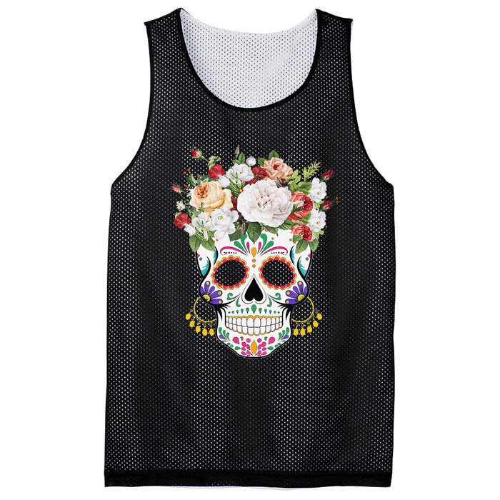 Dia De Los Muertos Day Of Dead Sugar Skull Costume Halloween Mesh Reversible Basketball Jersey Tank